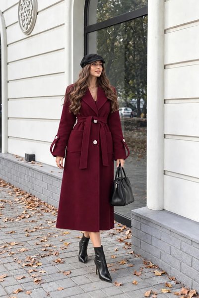 Moda Algan Apolet Detaylı Torba Cepli Kaşe Kaban MA10127 Bordo