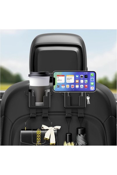 NALACAL 2PCS Car Back Seat Organizer - Multifunctional Hooks, Cup Holder, & P...