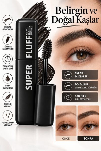 RAİR BEAUTY Super Fluff Siyah Kaş Maskarası – Suya Dayanıklı, Dolgun Görünüm ...