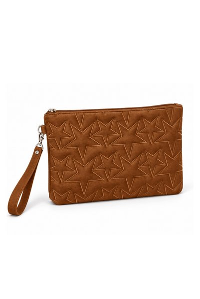 Adelina Bags Τσάντα χειρός από σουέτ με κέντημα αστεριών, με λουράκι καρπού κ...