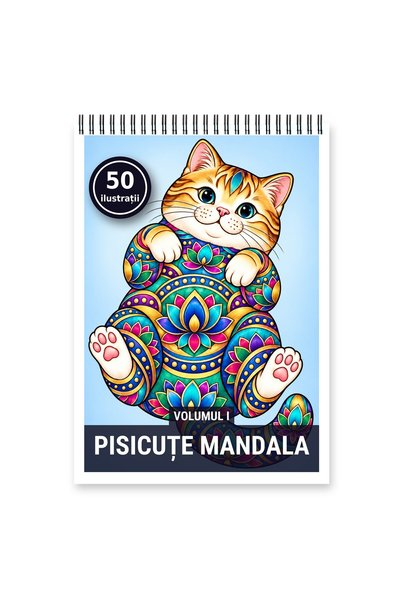 Legendary Gifts Carte de colorat, 50 de ilustrații Pisicute Mandala - Volumul...
