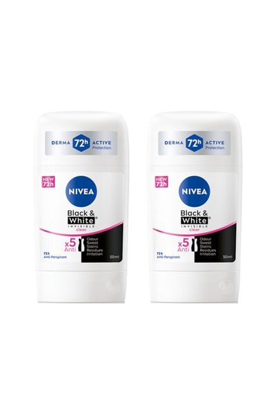 NIVEA Set of 2 Black & White Invisible Clear 72h Deodorant Stick for Women, 5...