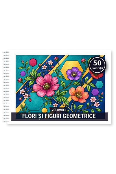 Legendary Gifts Carte de colorat, 50 de ilustrații Flori si Figuri Geometrice...