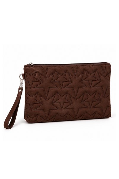 Adelina Bags Τσάντα χειρός από σουέτ με κέντημα αστεριών, με λουράκι καρπού κ...