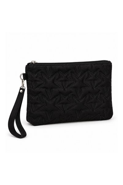 Adelina Bags Τσάντα χειρός από σουέτ με κέντημα αστεριών, με λουράκι καρπού κ...