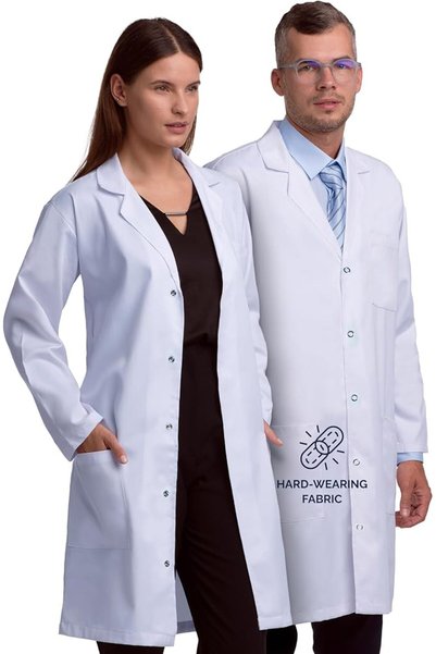 Lab Coat Uniforms Lab Coat for Men and Women, 40 Inch Length Relaxed Fit Doct...
