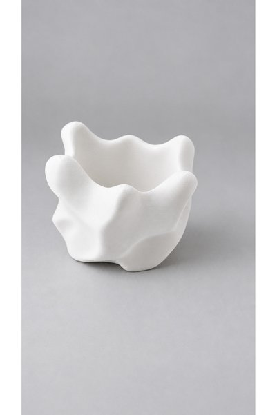 Beyaz Dalgalı 3D Saksı, Modern Heykelsi Tasarım, Mini Sukulent ve Kaktüs Saksısı, Minimalist Masa Dekoru, 9 x 7 cm