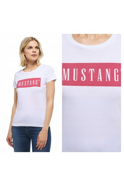 Mustang Tricou damă, Alina, 100% bumbac durabil cu imprimeu frontal, alb