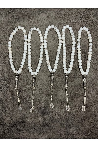 Mos Tespih 5 Pieces of Glass Beads Natural Stone High-Quality Prayer Beads