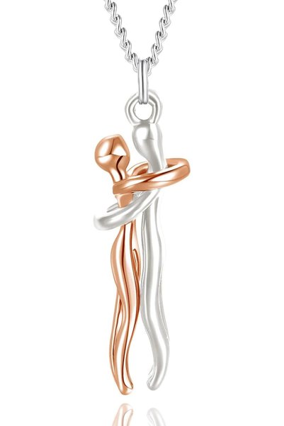 stylishkids S925 Sterling Silver Couple Hug Necklace - With Ready To Gift Box...