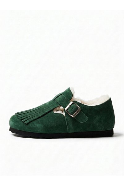 Bequemere Mw522-Sue-Yes - Green Genuine Suede Leather Closed Back Fringe Tass...