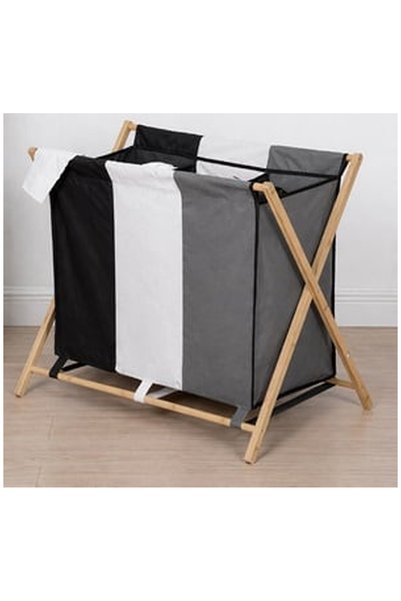 OEM Laundry Basket with Bamboo Frame Tricolor 72.5x40x74cm