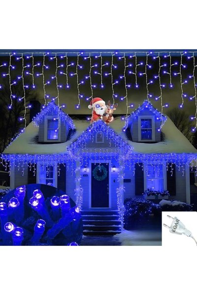 EDAR Instalație luminițe tip țurțuri de Crăciun, 15 m, 300 LED-uri, Albastru,...