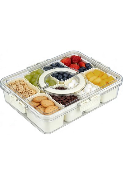 Longzhuo Divided Serving Tray with Lid and Handle, Snack Tray with Lid, Veggi...