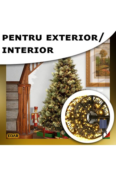 EDAR Lumini de Crăciun LED cu încărcare solară, liniar, pentru interior/exter...