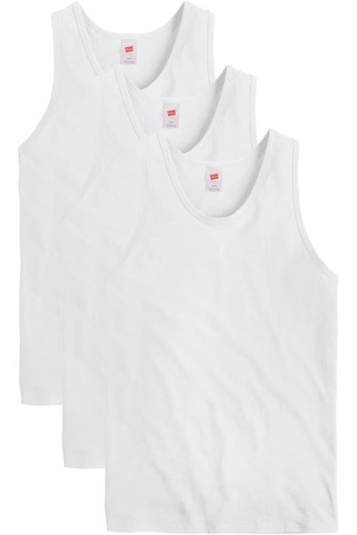 HANES مجموعة أساسية للرجال، قمصان قطنية متوسطة الوزن بدون أكمام، 3 قطع