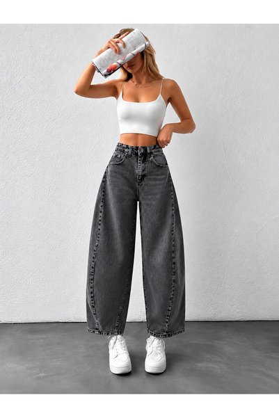 MARA BRANCO Women's High Waist Balloon Fit Barrel Jeans