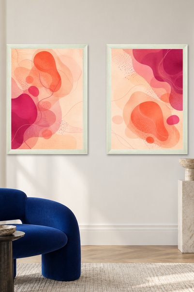 Atlas Sanat Galerisi Set de pânze abstracte din 2 piese Set de pânze înrămate...