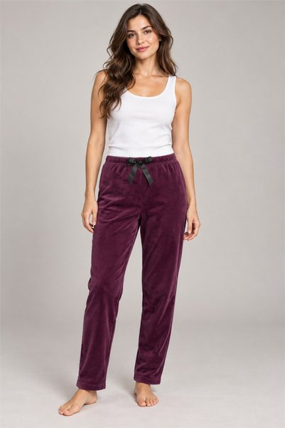 Mavera Mv06 Women's Burgundy Long Pajama Bottoms