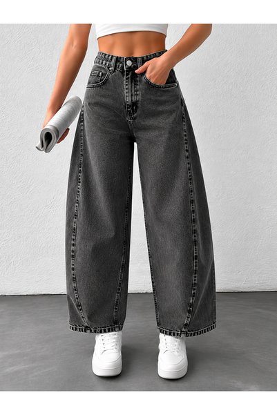 MARA BRANCO Women's High Waist Balloon Fit Barrel Jeans