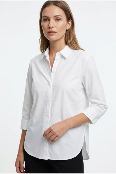 Neden Tekstil Women's White Classic Shirt Long Sleeve