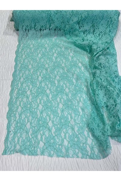 Yiğit Kumaş Mint Green Cordone Lace Fabric - Floral Patterned