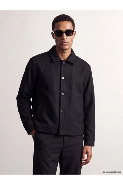 LC Waikiki Anthracite Regular Fit Men's Cashmere Shirt Jacket