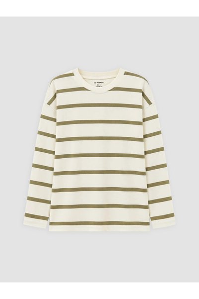 LC Waikiki Beige Striped Boys' T-Shirt