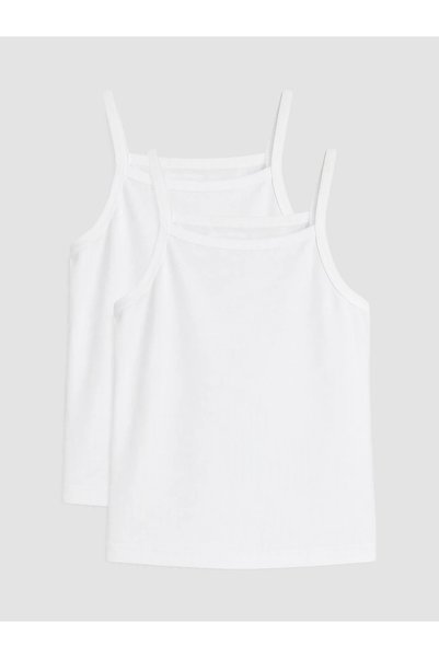 LC Waikiki White 2-Pack Square Neck Girls' Underwear Undershirt