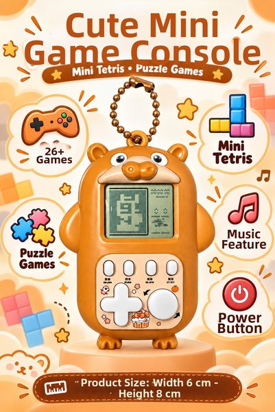 hak-iş oyuncak Orange Teddy Bear Design Mini Game Console – Features 26+ Game...