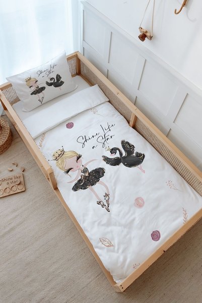 Tuğba Kuğu Montessori Duvet Cover and Fitted Sheet Set - for Baby Series - Bl...