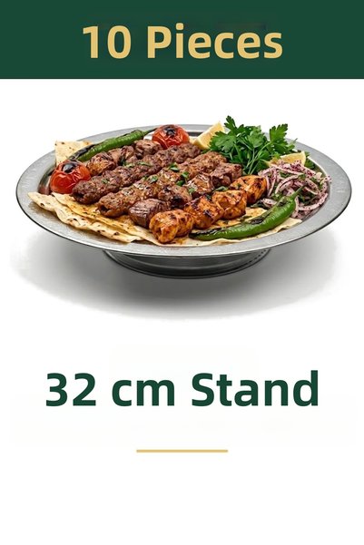 Binbir Trend 32 cm Footed Lenger Authentic Patterned Chrome Steel Kebap and P...