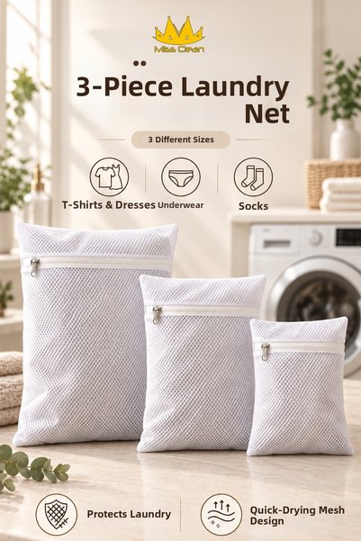 Miss Clean (3 ΤΕΜ.) Προστατευτική τσάντα για ευαίσθητα ρούχα με φερμουάρ, διχ...