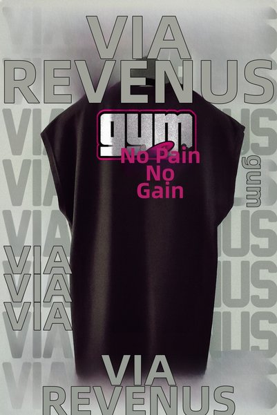 Vordevia Gym - No Pain No Gain Tricou sport negru cu imprimeu pe spate și mân...
