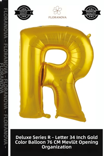 Generic Brand Delux Series R- Harf 34 Inch Gold Color Balloon 76 cm Mevlüt Op...