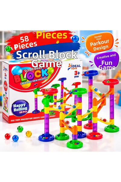 TRUST STORE 58 Pieces Marbles Block Game Ball Track Building Set Educational ...