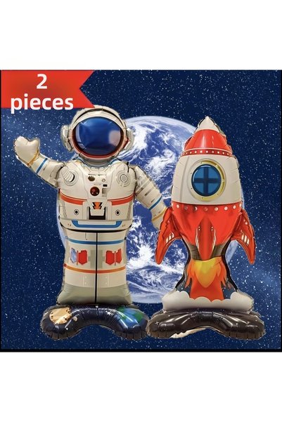 Didosh Party House Space Themed Astronaut and Rocket Foil Balloon Set of 2 – ...