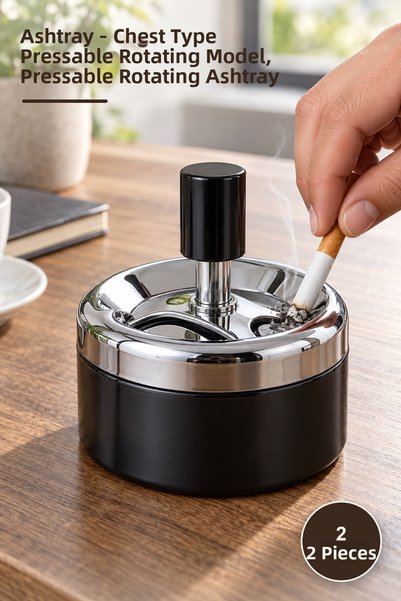 Yenilig 2 scrumiere - model rotativ cu presare de tip piept, scrumieră rotati...