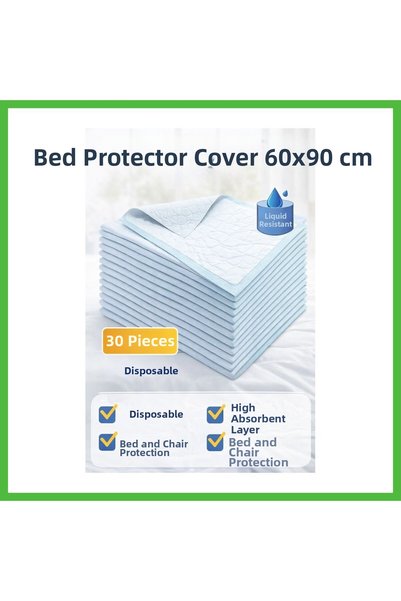 Generic Brand غطاء حماية للسرير 60x90 سم 30 قطعة حفاضات مقاومة للماء للاستخدا...