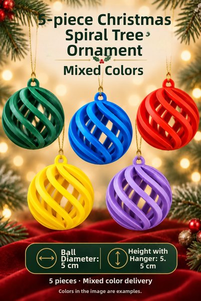 Viva Home Set of 5 New Year Spiral Tree Ornaments Mixed Color Hard Plastic 5 ...