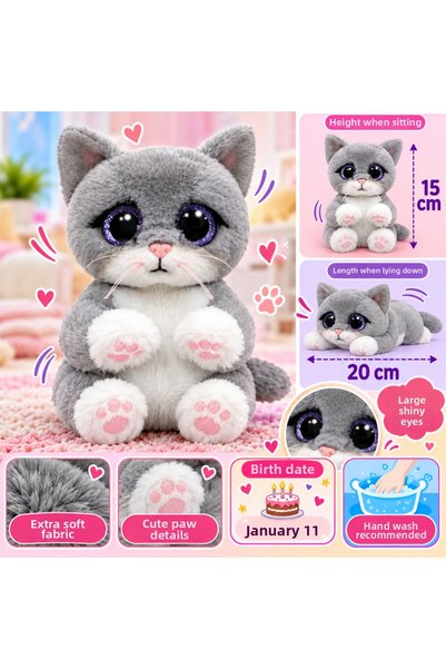 NW NessiWorld Plush Sitting Cat Morgan 20 cm