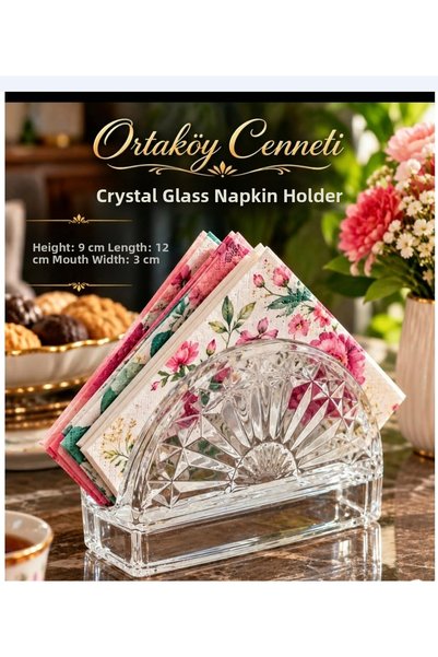ORTAKÖYCENNETİ Crystallized Glass Napkin Holder, Stylish and High-Quality, Th...