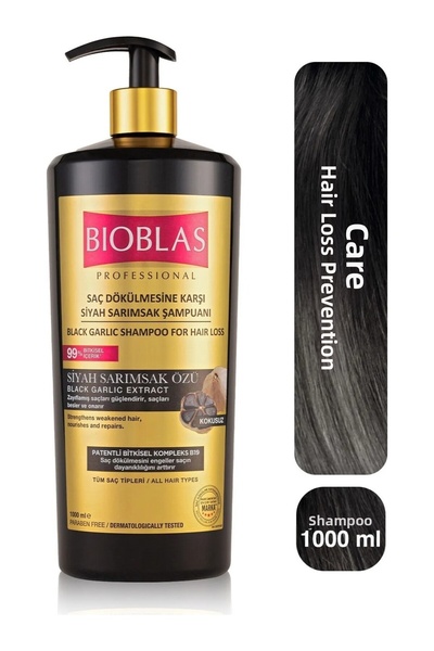 Bioblas شامبو الثوم الأسود لعلاج تساقط الشعر 1000 ملليتر، تركيبة معززة لعلاج ...