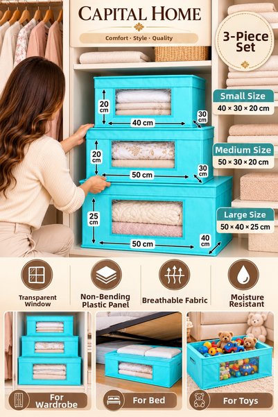 Capital Home Multipurpose Organizer Bag + Storage Box with Transparent Window...