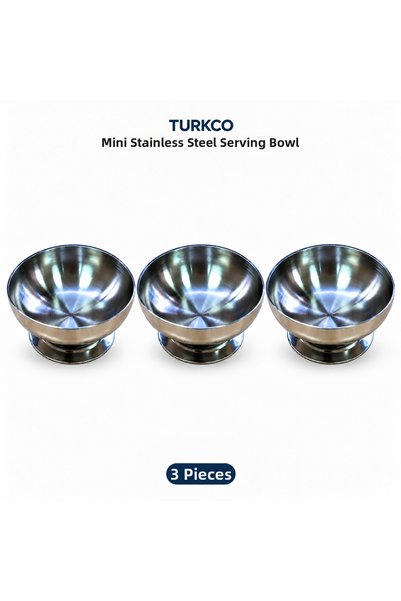 Turkco Footed Mini Steel Bowl Breakfast Jam Sauce Bowl Turkish Delight Bowl S...