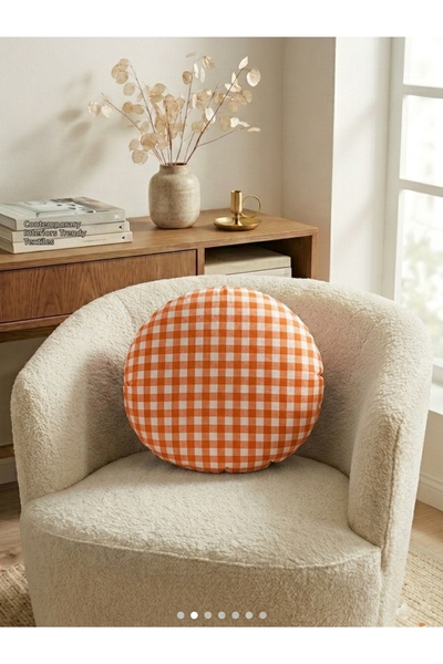 Angels' Collection Round Gingham Throw Pillow - Filled Inside