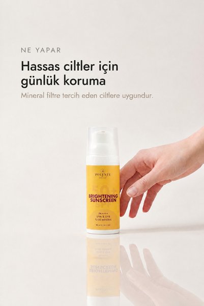 Polente Natural 50+ SPF Brightening Sunscreen - 50+ SPF Aydınlatıcı Güneş Kremi %100 Mineral Filtre (50 ml)