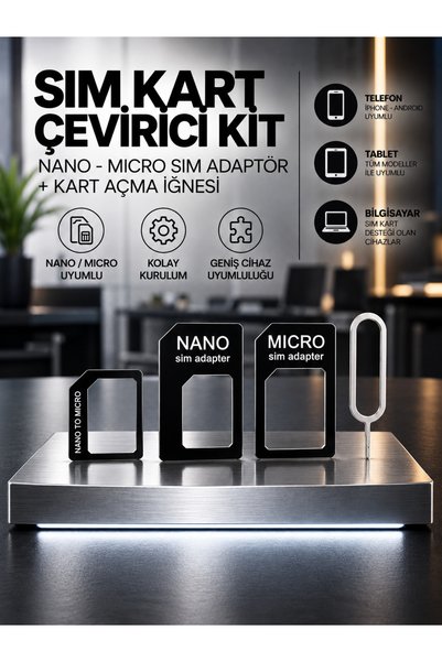 MVLH Nano-Micro Sım Çevirici Kit + Telefon Kartı Açma Iğnesi