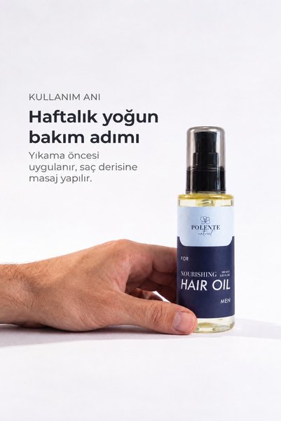 Polente Natural Men Nourishing Hair Care Oil - Erkekler İçin Besleyici Saç Bakım Yağı (100 ml)