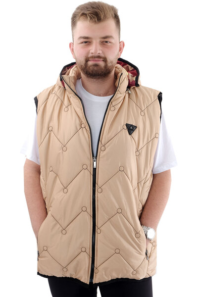 ModeXL Vestă groasă matlasată pentru bărbați Mode XL, cu buzunare și glugă U2...